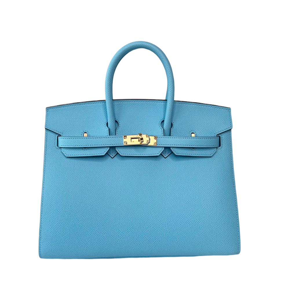 Hermes Birkin 25 Blue Celeste Sellier Epsom Gold Hardware Tailored Styling