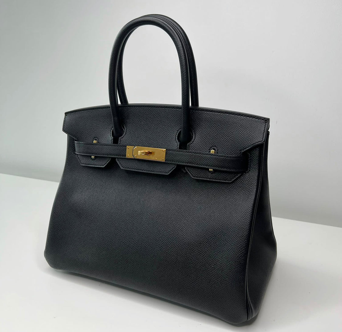 Hermès Birkin 30 Black Epsom Gold Hardware – Tailored Styling