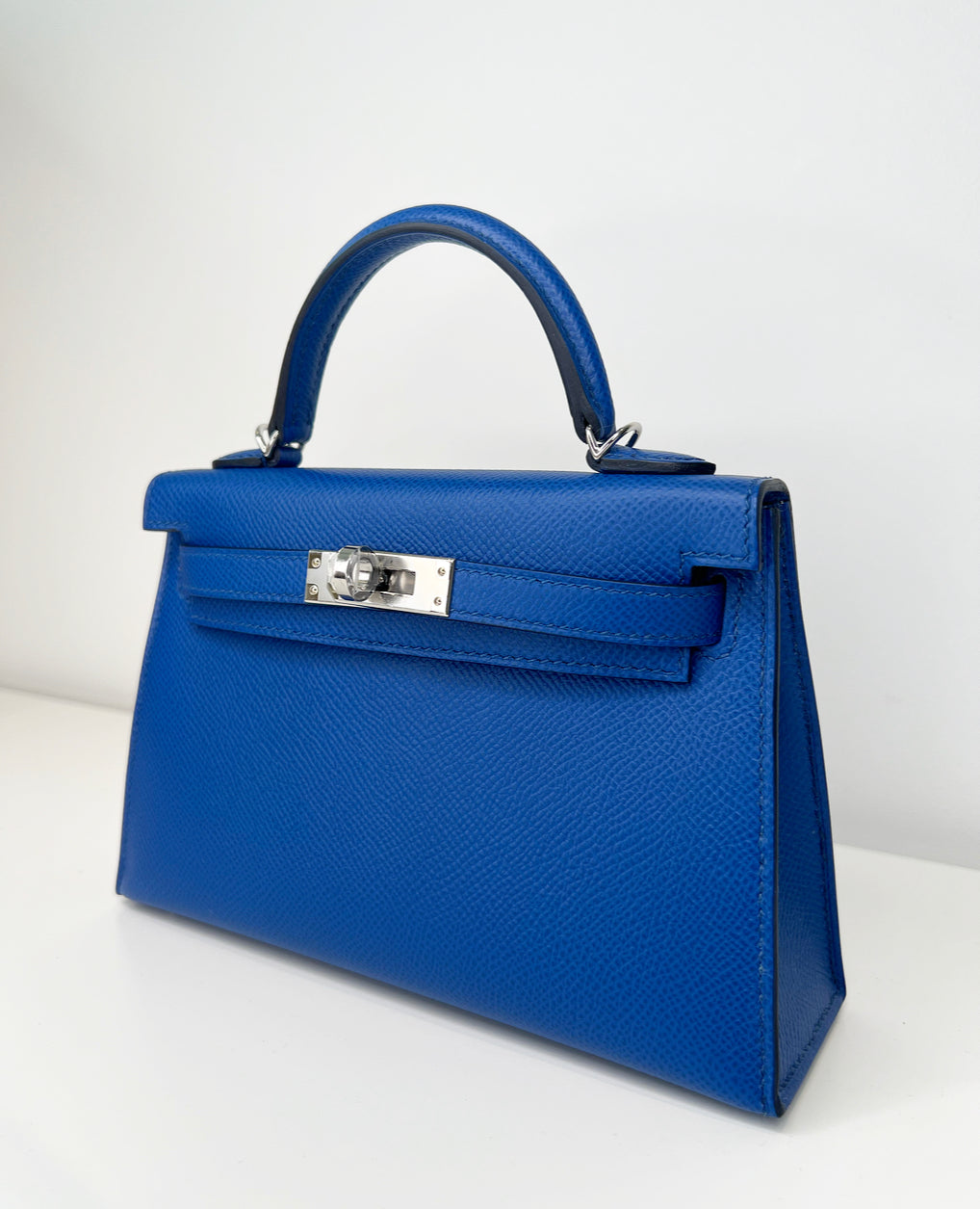 Hermes Mini Kelly II 20 Bag Celeste /blue with Palladium Hardware