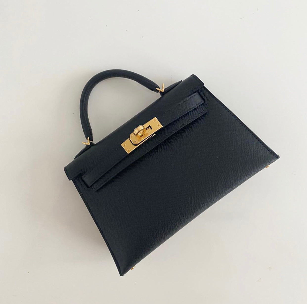 Hermès Black Tadelakt Mini Kelly 20 Gold Hardware, 2023 Available