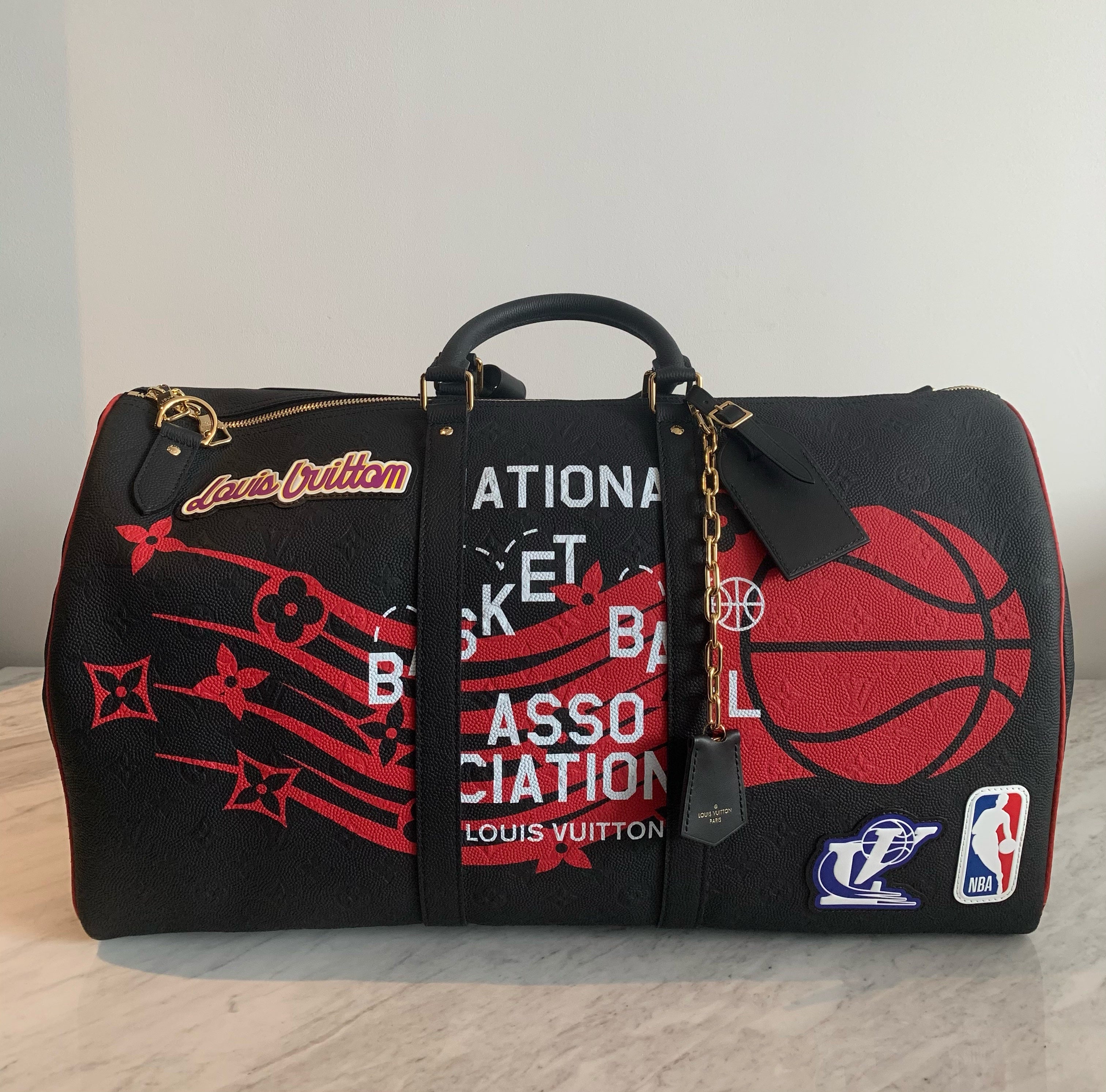 Louis Vuitton NBA S1 Black Keepall Bag Black Leather 50 – Luxe